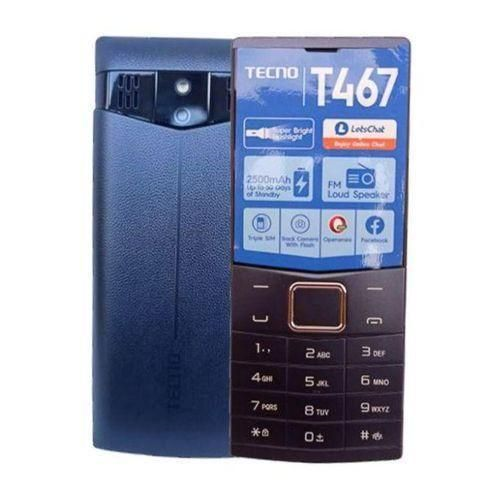 Tecno T467 Cellphone 1900mAh Battery Dual SIM Bluetooth FM Torch - Black