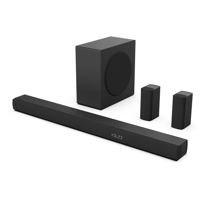 Hisense HS5100 5.1 Channel 540W Soundbar with Wireless Subwoofer, Rear Speakers, Bluetooth 5.3, and Dolby Audio - Black