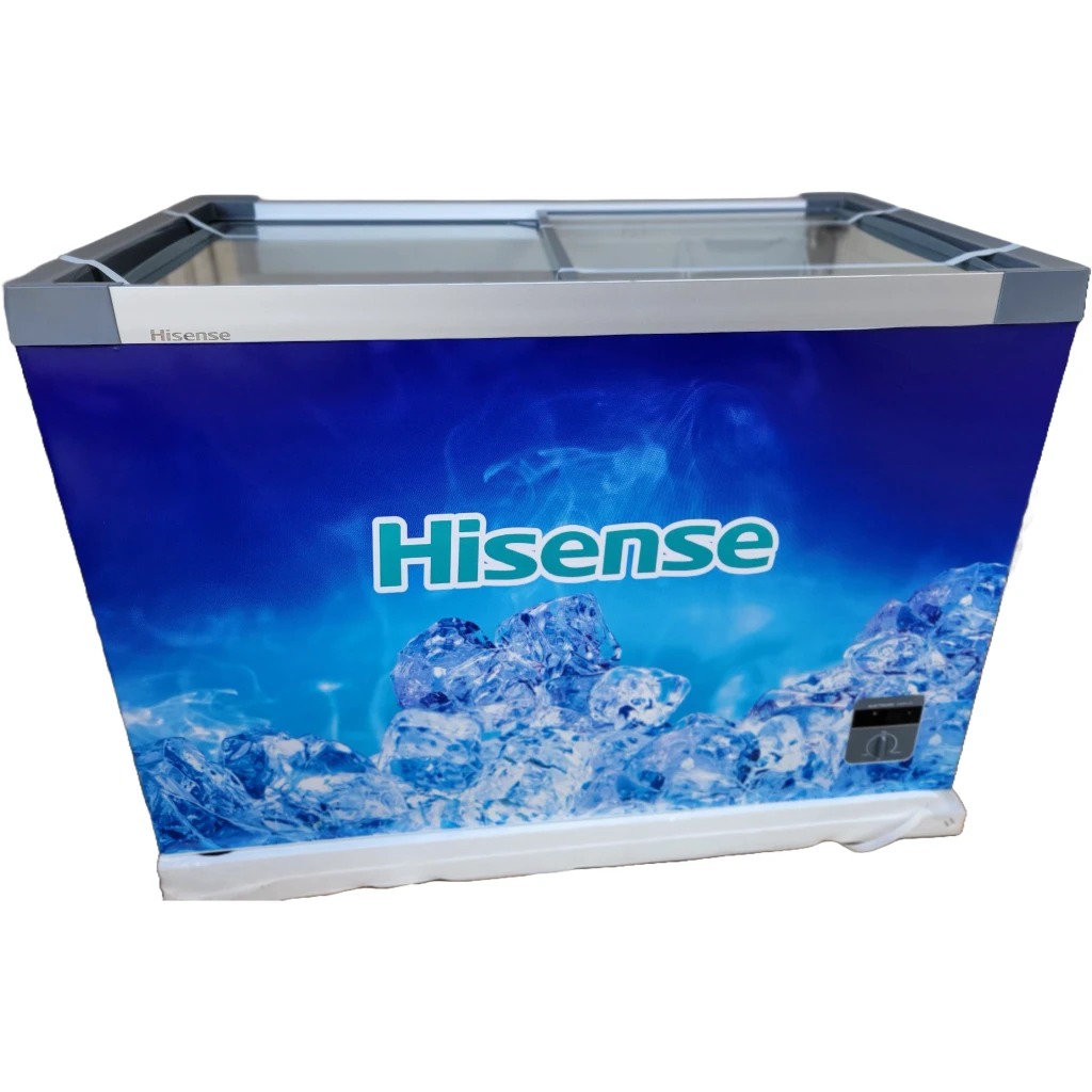 Hisense SD-301 301L Ice Cream Showcase Freezer - Silver, Energy-Efficient Display Freezer with Sliding Glass Lid