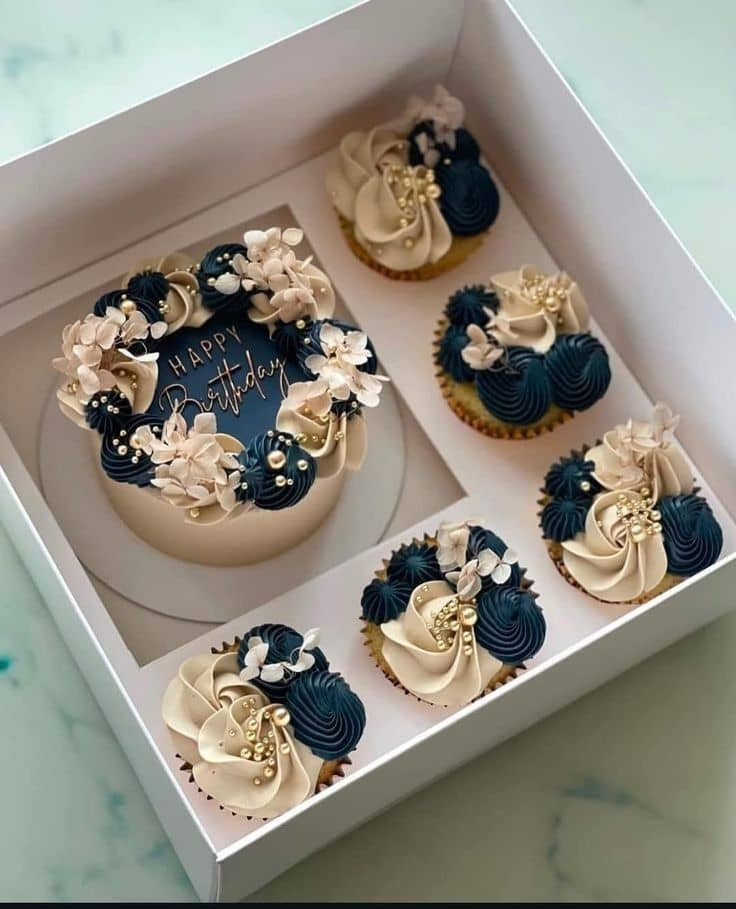 Navy & Champagne Floral Birthday Bento Box